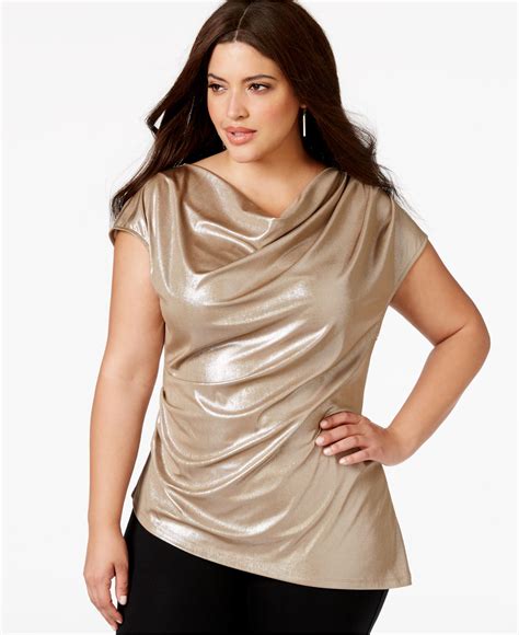 plus size metallic tops for women